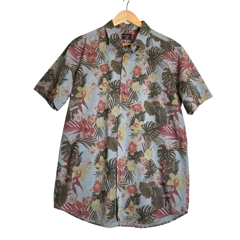 UNTUCKit Button Up Shirt Tropical Desisto Vacation Resort Casual Hawaiian Large